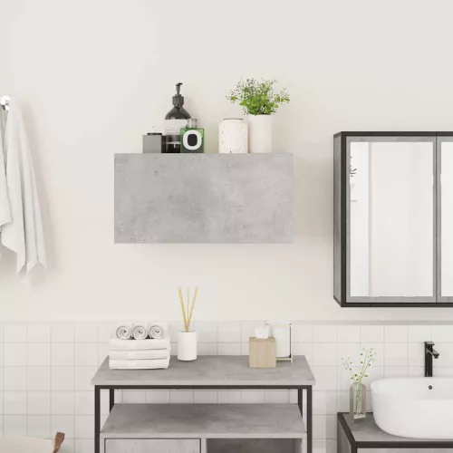 Betonszürke szerelt fa fali fürdőszobaszekrény 60 x 25 x 30 cm