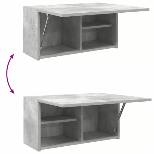 Betonszürke szerelt fa fali fürdőszobaszekrény 60 x 25 x 30 cm