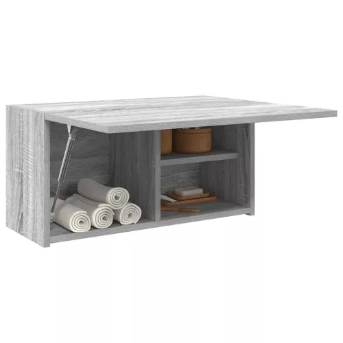 Szürke sonoma szerelt fa fali fürdőszobaszekrény 60x25x30 cm
