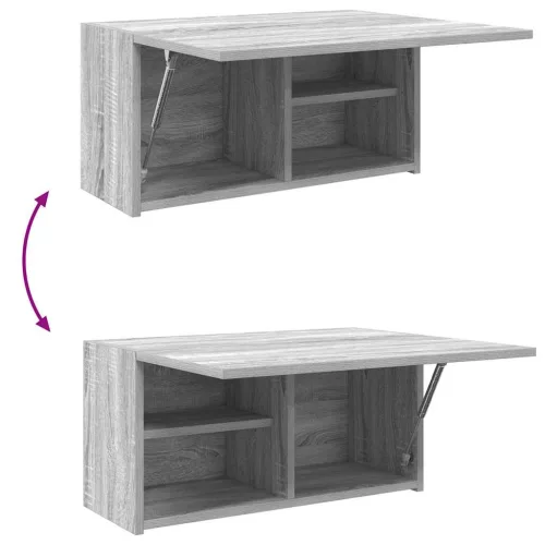 Szürke sonoma szerelt fa fali fürdőszobaszekrény 60x25x30 cm