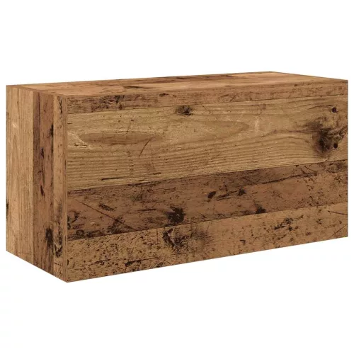 Antik fa színű szerelt fa fali fürdőszobaszekrény 60x25x30 cm