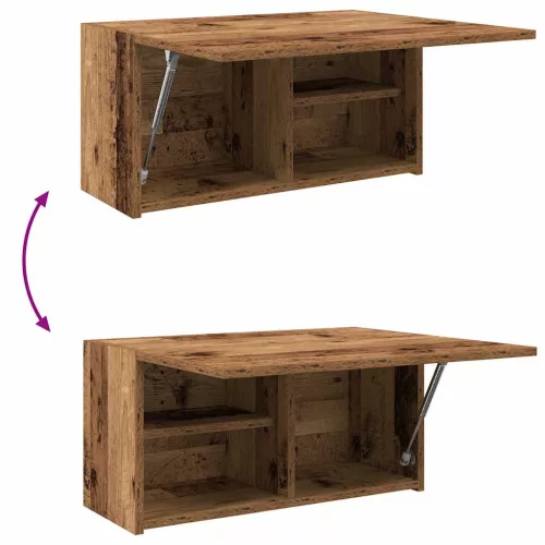 Antik fa színű szerelt fa fali fürdőszobaszekrény 60x25x30 cm