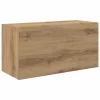Kézműves tölgy szerelt fa fali fürdőszobaszekrény 60x25x30 cm