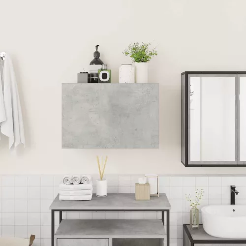 Betonszürke szerelt fa fali fürdőszobaszekrény 60 x 25 x 40 cm