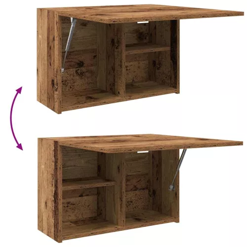 Antik fa színű szerelt fa fali fürdőszobaszekrény 60x25x40 cm
