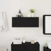Fekete szerelt fa fali fürdőszobaszekrény 80x25x30 cm