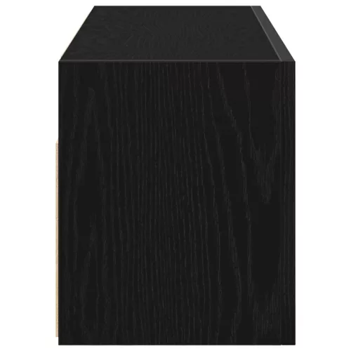 Fekete szerelt fa fali fürdőszobaszekrény 80x25x30 cm