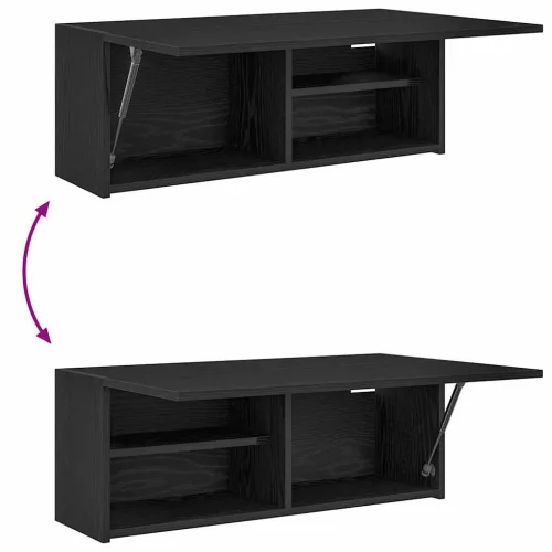 Fekete szerelt fa fali fürdőszobaszekrény 80x25x30 cm
