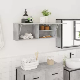   Betonszürke szerelt fa fali fürdőszobaszekrény 80 x 25 x 30 cm