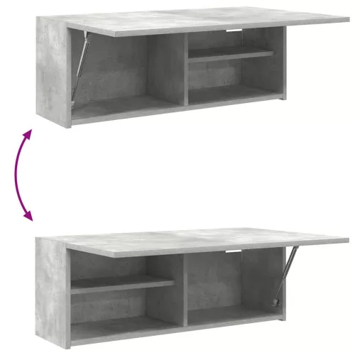 Betonszürke szerelt fa fali fürdőszobaszekrény 80 x 25 x 30 cm