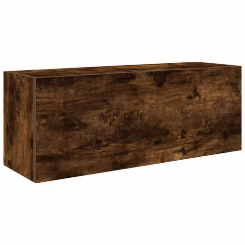 Füstös tölgyszínű szerelt fa fali fürdőszobaszekrény 80x25x30cm