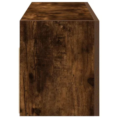 Füstös tölgyszínű szerelt fa fali fürdőszobaszekrény 80x25x30cm