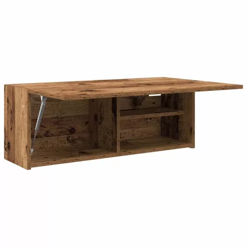 Antik fa színű szerelt fa fali fürdőszobaszekrény 80x25x30 cm