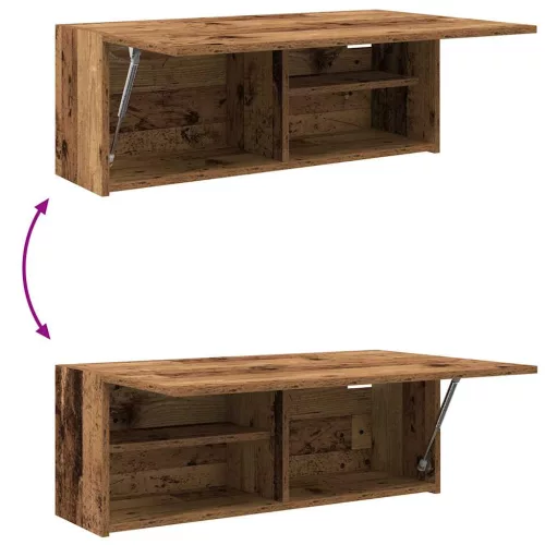 Antik fa színű szerelt fa fali fürdőszobaszekrény 80x25x30 cm