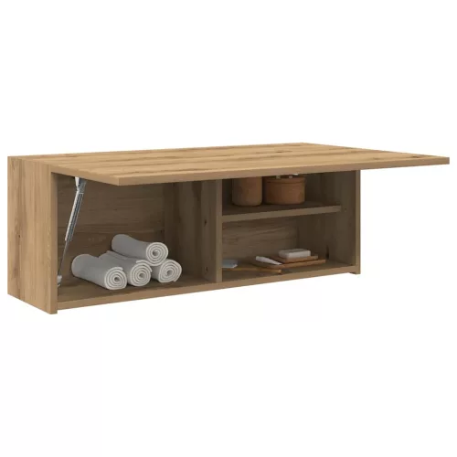 Kézműves tölgy szerelt fa fali fürdőszobaszekrény 80x25x30 cm