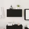 Fekete szerelt fa fali fürdőszobaszekrény 80x25x40 cm