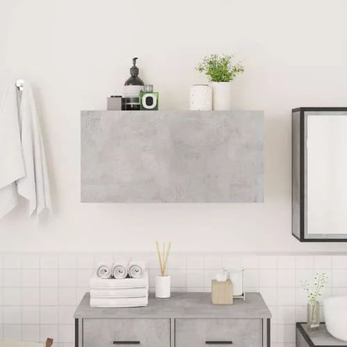 Betonszürke szerelt fa fali fürdőszobaszekrény 80 x 25 x 40 cm
