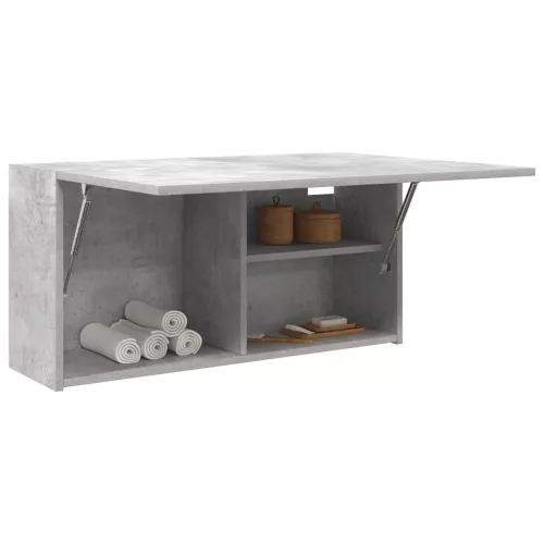 Betonszürke szerelt fa fali fürdőszobaszekrény 80 x 25 x 40 cm