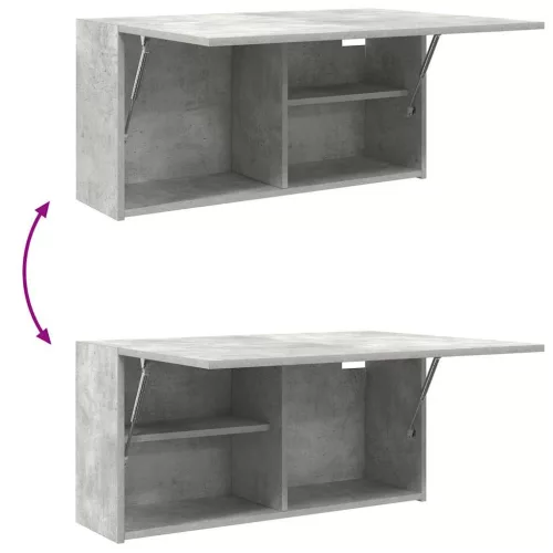 Betonszürke szerelt fa fali fürdőszobaszekrény 80 x 25 x 40 cm