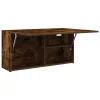 Füstös tölgyszínű szerelt fa fali fürdőszobaszekrény 80x25x40cm