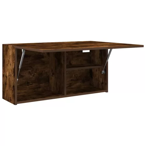 Füstös tölgyszínű szerelt fa fali fürdőszobaszekrény 80x25x40cm