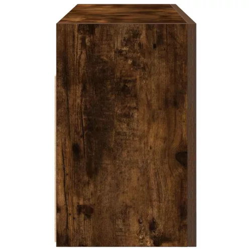 Füstös tölgyszínű szerelt fa fali fürdőszobaszekrény 80x25x40cm