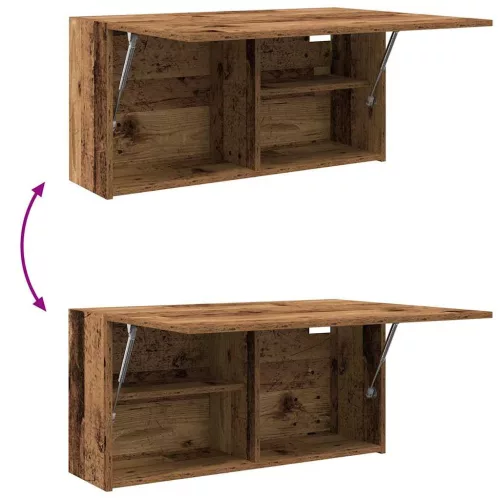 Antik fa színű szerelt fa fali fürdőszobaszekrény 80x25x40 cm