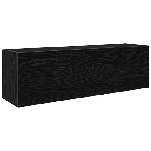 Fekete szerelt fa fali fürdőszobaszekrény 100x25x30 cm