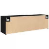 Fekete szerelt fa fali fürdőszobaszekrény 100x25x30 cm