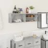 Betonszürke szerelt fa fali fürdőszobaszekrény 100x25x30 cm