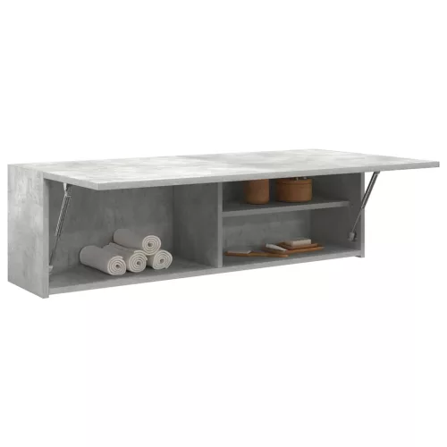 Betonszürke szerelt fa fali fürdőszobaszekrény 100x25x30 cm