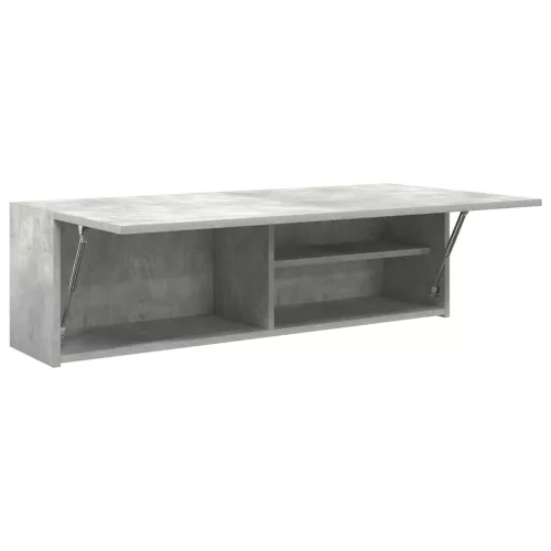 Betonszürke szerelt fa fali fürdőszobaszekrény 100x25x30 cm
