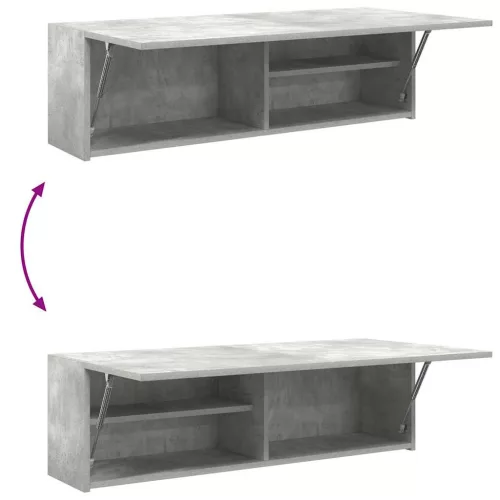 Betonszürke szerelt fa fali fürdőszobaszekrény 100x25x30 cm