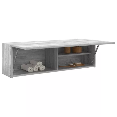 Szürke sonoma szerelt fa fali fürdőszobaszekrény 100x25x30 cm