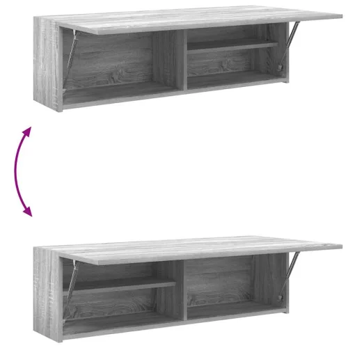 Szürke sonoma szerelt fa fali fürdőszobaszekrény 100x25x30 cm