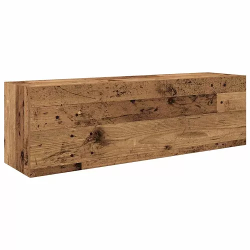Antik fa színű szerelt fa fali fürdőszobaszekrény 100x25x30 cm