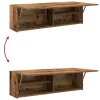 Antik fa színű szerelt fa fali fürdőszobaszekrény 100x25x30 cm