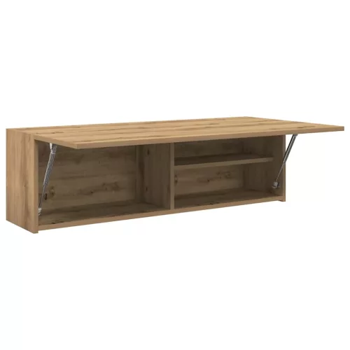 Kézműves tölgy szerelt fa fali fürdőszobaszekrény 100x25x30 cm