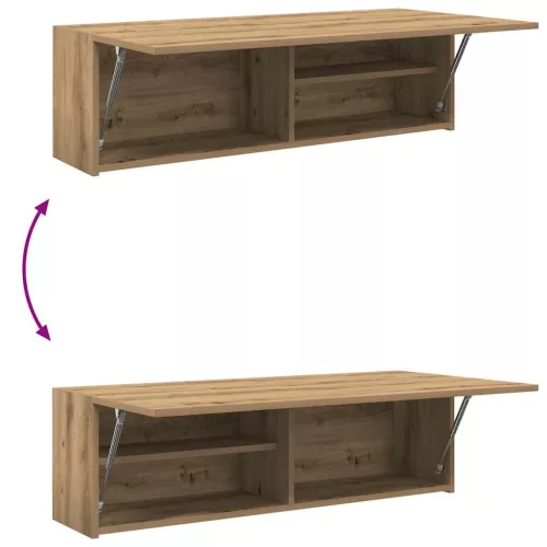 Kézműves tölgy szerelt fa fali fürdőszobaszekrény 100x25x30 cm