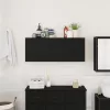 Fekete szerelt fa fali fürdőszobaszekrény 100 x 25 x 40 cm