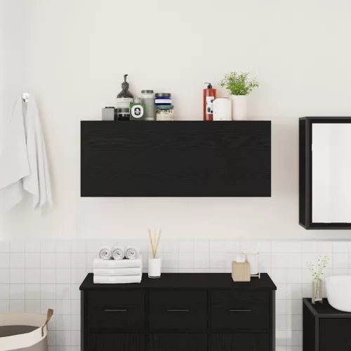 Fekete szerelt fa fali fürdőszobaszekrény 100 x 25 x 40 cm