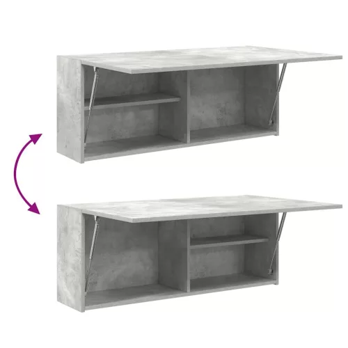 Betonszürke szerelt fa fali fürdőszobaszekrény 100 x 25 x 40 cm