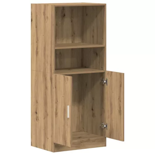 Kézműves tölgyszínű szerelt fa konyhaszekrény 57x41,5x131,5 cm
