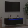 TV szekrény LED világítással fekete tölgyfa 75x35,5x25 cm