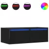 TV szekrény LED világítással fekete tölgyfa 75x35,5x25 cm