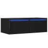 TV szekrény LED világítással fekete tölgyfa 75x35,5x25 cm