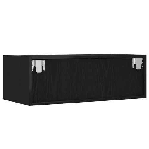 TV szekrény LED világítással fekete tölgyfa 75x35,5x25 cm