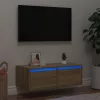TV szekrény LED világítással sonoma tölgyfa 75x35,5x25 cm