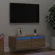 TV szekrény LED világítással sonoma tölgyfa 75x35,5x25 cm