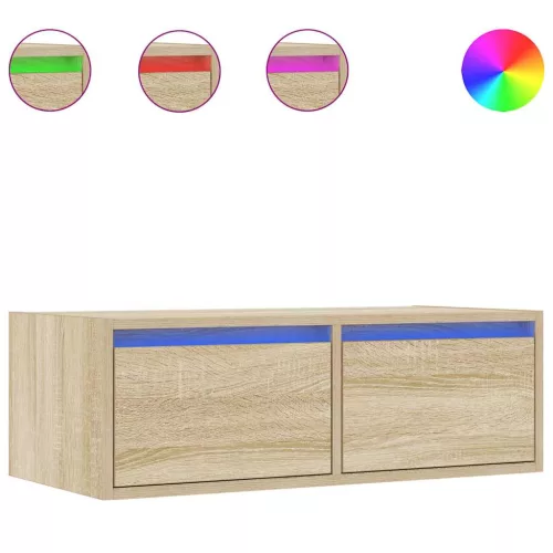 TV szekrény LED világítással sonoma tölgyfa 75x35,5x25 cm
